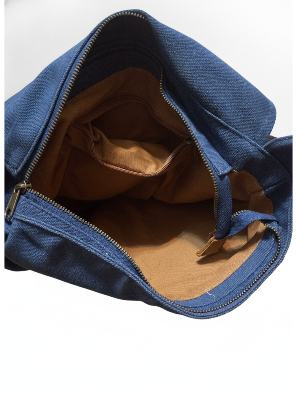 Sechunk Messenger Bag Blue Denim Canvas with Brown Leather Trim Aged Hardware - Picture 6 of 6